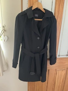 M&S Collection Ladies Black Trench Coat Mac 16 - Picture 1 of 11