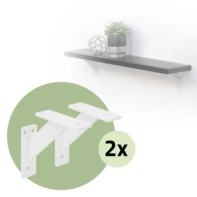 4x Soportes de estante de aluminio blanco 120x120mm para balda o repisa de pared - Imagen 1 de 4