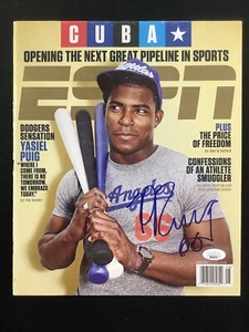 Yasiel Puig Signed ESPN Magazine 2/17/14 No Label LA Dodgers Autograph JSA - Picture 1 of 5