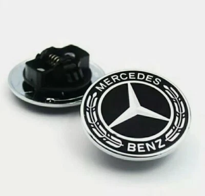Emblema insignia adorno capó plano negro brillante 57 mm para Mercedes Benz clase C W205 Foto 1 de 4