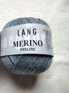 25g Lang Yarns Merino Perline, Fb. 23, grau, Lacegarn, Lace, Glas, Silber - Bild 1 von 4