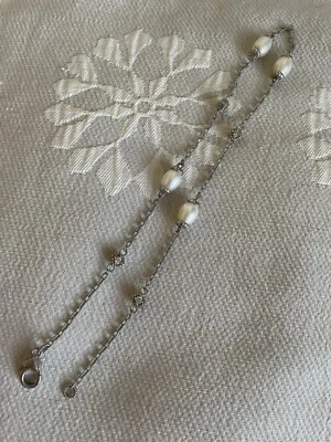 Collar Judith Ripka Perla Diamonique Plata de Ley 925 Eslabones Cable 18" Foto 1 de 4