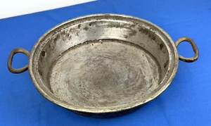 Vintage Copper Pan w/ Iron Handles, Chef Cookware - 12 1/8" Dia x 2.5"H - Picture 1 of 15