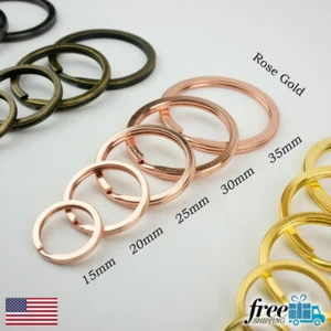 Split Ring Flat Surface Key Rings Double Loop Keychain Metal Plating - Picture 1 of 18