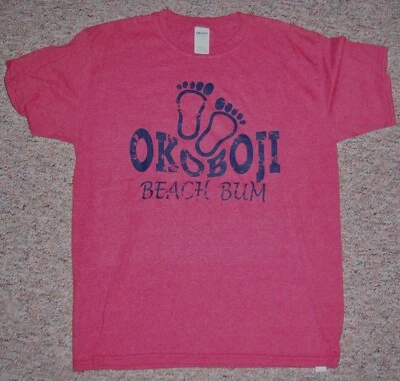 GILDAN Red Short Sleeve Okoboji Beach Bum T-Shirt Size Youth XL NWOT - Image 1 of 3