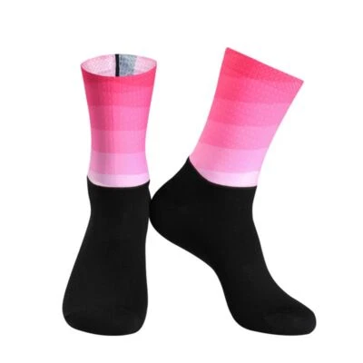 Nylon Aero Cycling Socks - Polyester Seamless Gradient Running Summer Footwear - Image 1 of 4