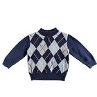 Gymboree Boys Navy & Light Blue Argyle Long Sleeve 1/4 Zip Sweater Size 2T