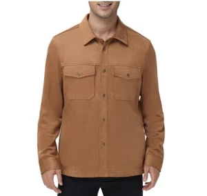 Frye Men's Classic Fit Chest Pockets Faux Suede Shirt Jacket XL Toffee - Picture 1 of 2