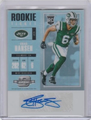 2017 Contenders Chad Hansen Rookie Ticket Auto RC #180 Jets  - Image 1 of 2