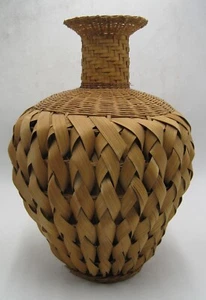 LARGE 18" Basket Hand Woven Vase Mid Century Modern BOHO MCM - Picture 1 of 4