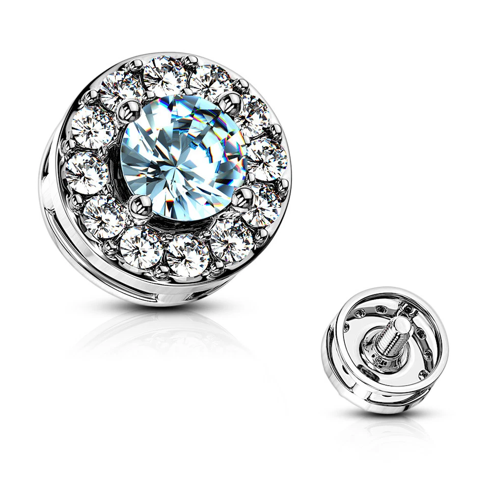 Tapa de anclaje dérmico de 5 mm roscada internamente circonita cúbica de doble cansado 14G  Foto 1 de 1