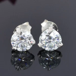 3 Ct Certified Treated Off-White Diamond Solitaire Studs 925 Silver Great Shine - Picture 1 of 6