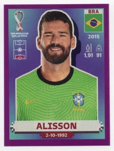 BRA3 Alisson Purple Parallel Panini World Cup Qatar 2022 sticker - Picture 1 of 2