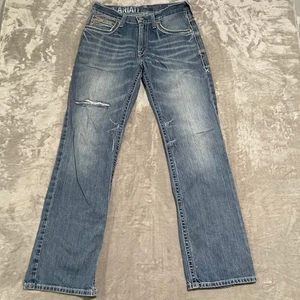 Ariat Jeans Uomo 30x34 Blu M4 Vita Bassa Bootcut Denim Western HEAVY DISTRESS - Foto 1 di 13