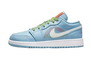 Big Kid's Jordan 1 Low SE "Stitch" Psychic Bl/Sl-Vivid Grn (DO8227 400) - 5.5 - Picture 1 of 7