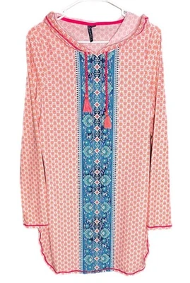 Camisa túnica elástica de manga larga Aqua Et Sol/vestido de encubrimiento de natación con capucha talla M Foto 1 de 4