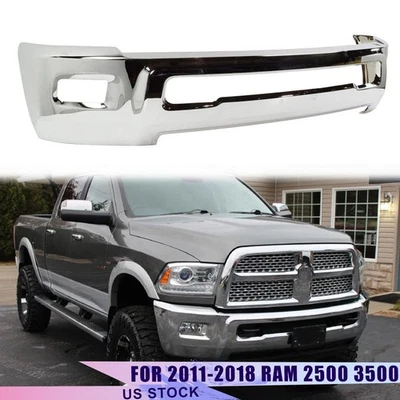 Front Bumper Face Bar Chrome Steel Fit For 2011-2018 RAM 2500 3500 w/ Fog  Holes Foto 1 de 4