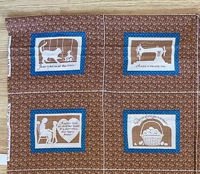 Piece of 28 "Country Sunshine Folk Sayings" Fabric Squares -  5+ ft x 43" - Image 1 of 4