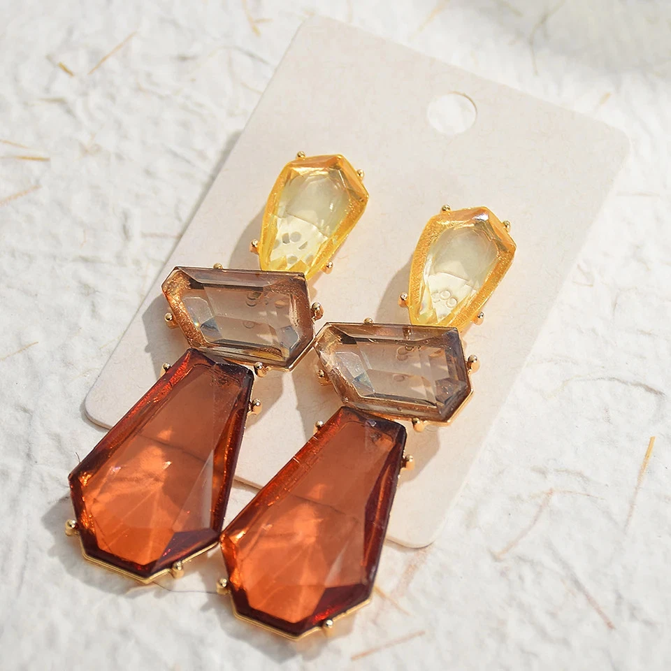 Acrylic Geometric Drop Earrings Women Classic Dangle Bohemian Party Jewelry. - Image 1 of 4