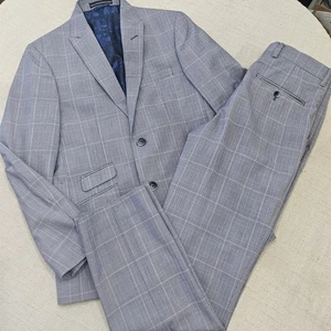 Ben Sherman "PLECTRUM" Mod Plaid Flat Front Suit 36x30 Blue, White, Red - Picture 1 of 9