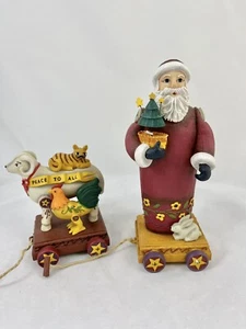 Kathy Killip Americana Navidad Demdaco Santa Pull Toy 32006 y Animal Pull Toy - Imagen 1 de 6