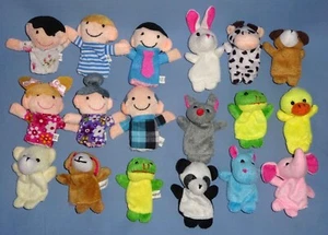 Finger Puppet set-Cloth 2.5"-Story Time-People-Family-Farm & Zoo animals-LOT 18 - Picture 1 of 7