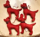 d. Steven's Red Dog/Labrador Felt Ornament Tartan Plaid Collar & Jingle Bell