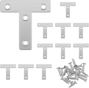 10PCS T Shape Flat Brackets Mending Plates, Stainless Steel Flat T Brackets, T C - Picture 1 of 12