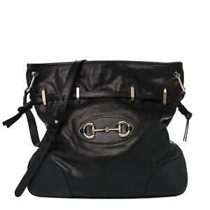 Gucci 1955 Morsetto Leather Horsebit Drawstring Black Bucket Bag 602089
