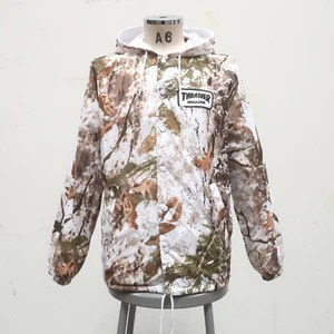 Thrasher Tree Camo Nylon Coaches Hoodie Jacket Size M White Skate Skateboard - Picture 1 of 9