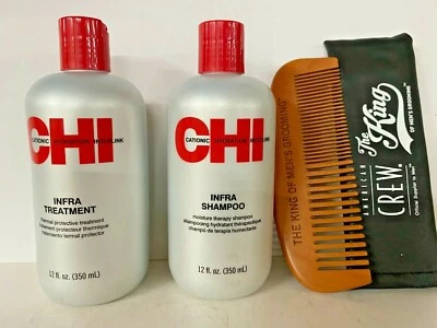 CHI Infra Shampoo & Treatment 12oz Set & America Crew Elvis comb - Image 1 of 4