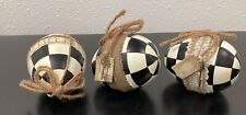 Mackenzie Childs Woodland Eggs Set of 3 Courtly Check Resin 2.75-3.5" x 3-4" New