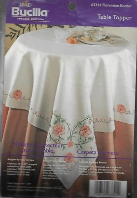 Table Topper- Florentine Border - 40" x 40" - Bucilla Stamped Embroidery  - Image 1 of 2