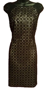 NWOT Phoebe Couture Black & Gold Sleeveless Dress Size 6 - Picture 1 of 5