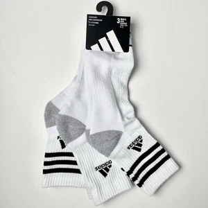 Adidas 3 Pairs Men's Shoe Size 6 - 12 Cushioned Quarter Socks White LARGE #705A - Picture 1 of 7