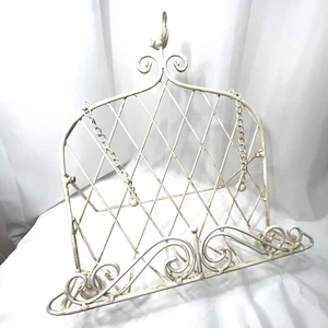 Cookbook Stand Easel Holder Shabby Distressed Chic Bird Off White Book Display - Picture 1 of 13