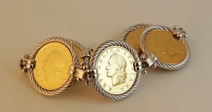 Sterling Silber vergoldet Italienische Lira Münze Armband Italy - Bild 1 von 13