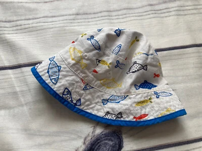 Baby Boys Sun Hat Fisherman’s Hat Fish From Maine Reversible — 第 1/2 张图片