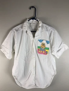 Camisa de playa vintage de oso de peluche M para mujer papá hijo abrazo vacaciones encubrimiento top - Imagen 1 de 3