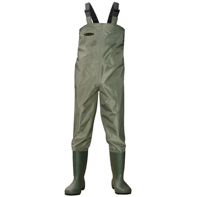 Green Nylon Chest Waders 100% Waterproof Fly Coarse Fishing Muck Wader - Image 1 of 2