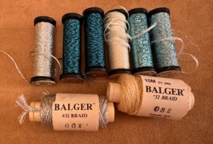 Lot of 8 Kreinik Balger Metallics 32 braid Colors hand embroidery sewing stitch - Picture 1 of 2