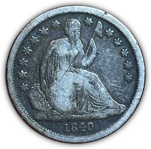 1840-O No Drapery Seated Liberty Silver Dime Fine F Coin, Scratch #19036 - Picture 1 of 3