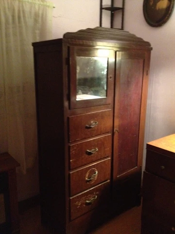 vintage 1940's wardrobe, dk. brown wood Cover
