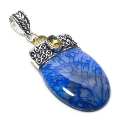 Colgante de piedras preciosas de citrino de calcita hecho a mano para joyería tamaño 2,5 pulgadas Foto 1 de 4