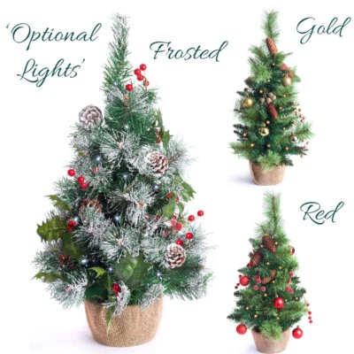 Best Artificial 2ft / 60cm Small Decorated Indoor Christmas Tree Optional Lights