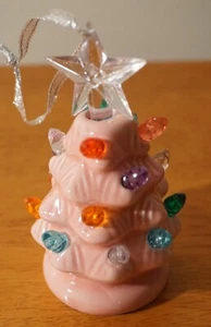 Mini Decorazione Albero di Natale Vintage Stile Retrò Ceramica Illuminazione ROSA Decorazione - Foto 1 di 5