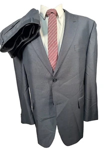 SEAN JOHN Mens Gray REG FIT PINSTRIPE Pleated 2pc Suit 46R Jacket 40x29 Pant - Picture 1 of 13