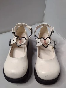 Demonia Sprite White Faux Leather Heart Strap Mary Jane 9 Platform Lolita JJ - Picture 1 of 8