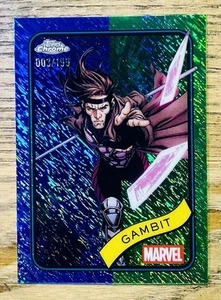 2025 TOPPS Chrome Marvel Comic Blue & Green Shimmer #105 Gambit 003/199 X-Men SP - Picture 1 of 9