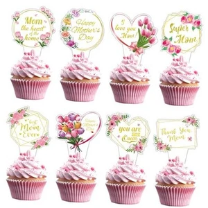 24 Pcs Mothers Day Decorations Cupcake Toppers, Happy Mothers Day Topper for - Picture 1 of 7